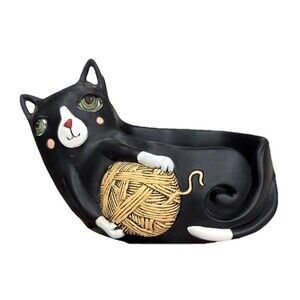 Allen Designs Black Cat Yarn Holder Pull Yarn Through Tail Container Storage